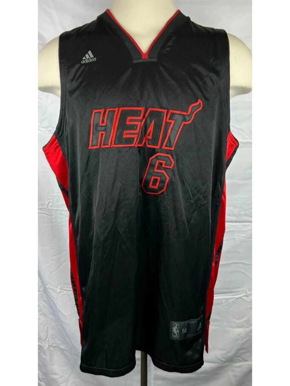 NBA Adidas Men's Size 56 Black Miami Heat #6 Labron James Jersey
